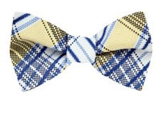 Men's 100 Silk Designer Self Tie Plaid Woven Bowtie- NWT