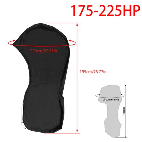 Black 600D Boat Full Outboard Engine Cover Waterproof FIT 6 - 225HP Motor New - Bild 14 von 14