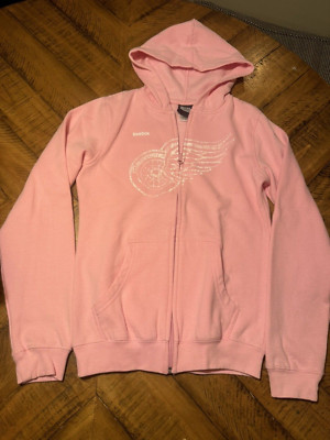 Detroit Red Wings girls pink Reebok Zip Up  Large 14 Sweatshirt Embroidered Logo