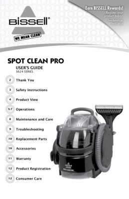 BiSSEll SPOT CLEAN PRO　スポットクリーナー　3624 SpotClean Pet Pro Portable Carpet Cleaner 3624E | BISSELL®