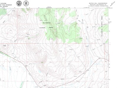 Butch Hill Quadrangle Montana 1978 USGS Topo Map 7.5 Minute Topographic