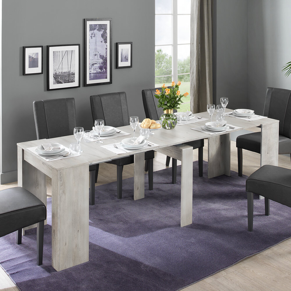 Mesa extensible 79x54-252cm ahorra espacio para salón de madera Ester
