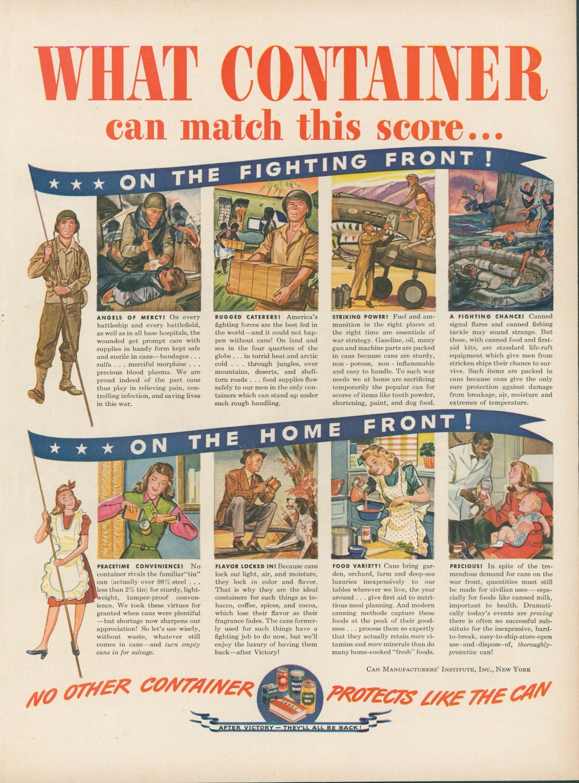 1944 Can Manufacturers Fighting Front Hospital Bomber Life Vintage Print Ad L20