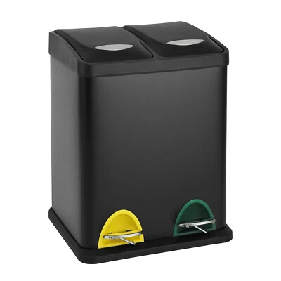 SVITA TC2X8 Küchen-Eimer 16 L Abfalleimer 2er-Mülleimer Mülltrennung Schwarz - Bild 1 von 4