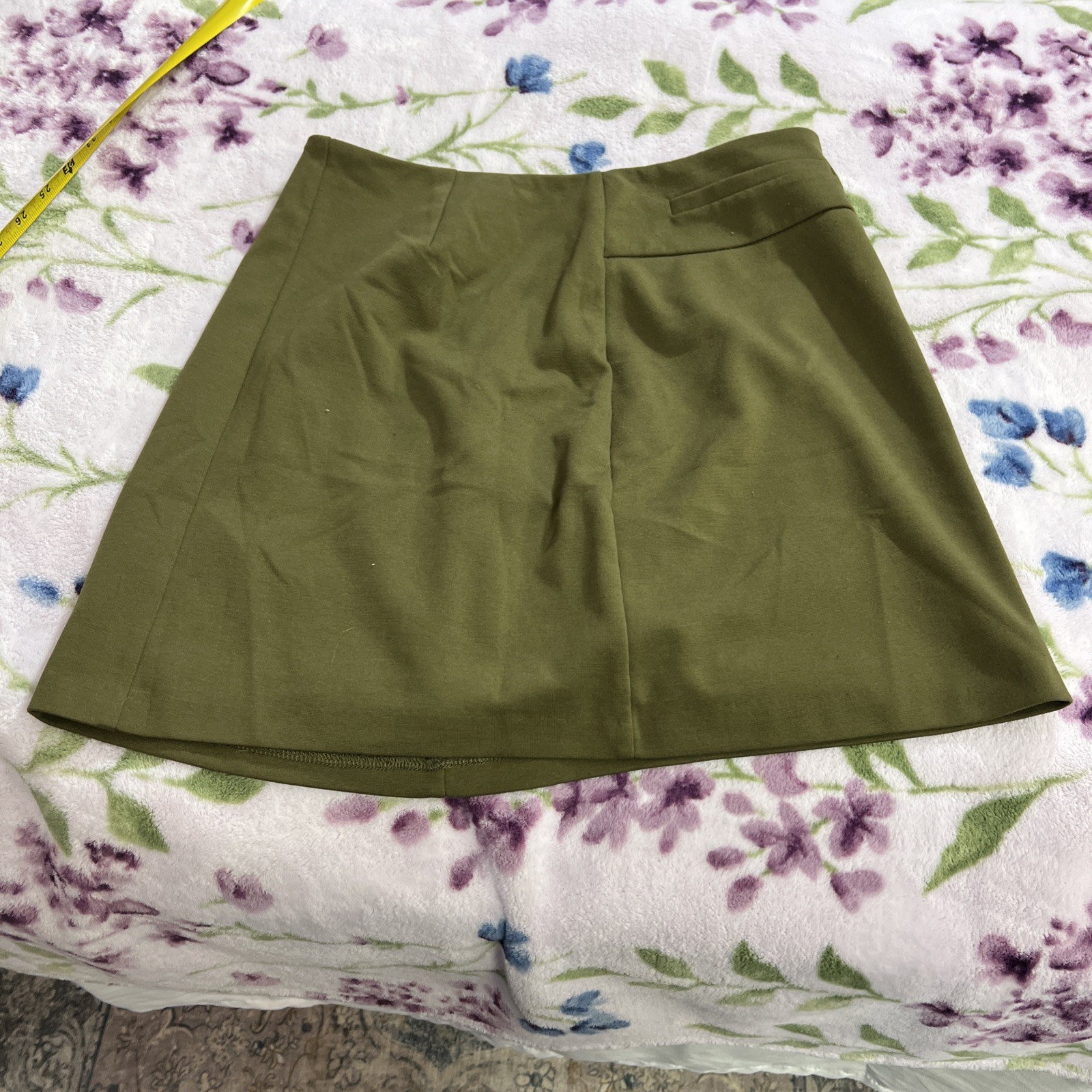 Olive Green Mini Skirt in XS with Candy Print-image