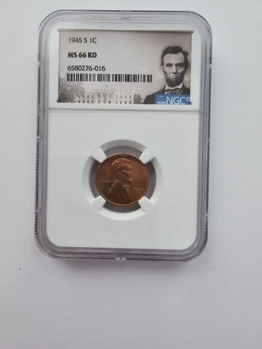 1945 S MS66 RD LINCOLN WHEAT PENNY/CENT GRADED NGC 1C S MINT COPPER COIN