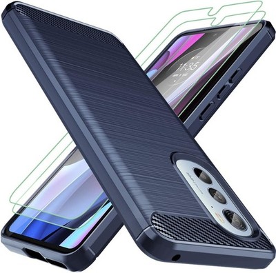 for Motorola Edge  2022 Case with Tempered Glass Screen Protector Blue