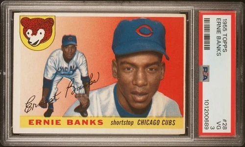 1955 Topps Ernie Banks #28 Chicago Cubs Graded PSA 3 VG Looks Nicer