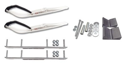 C&A Pro White Razor Snowmobile Skis w/ 6'' Shaper Bars Complete Kit Arctic Cat