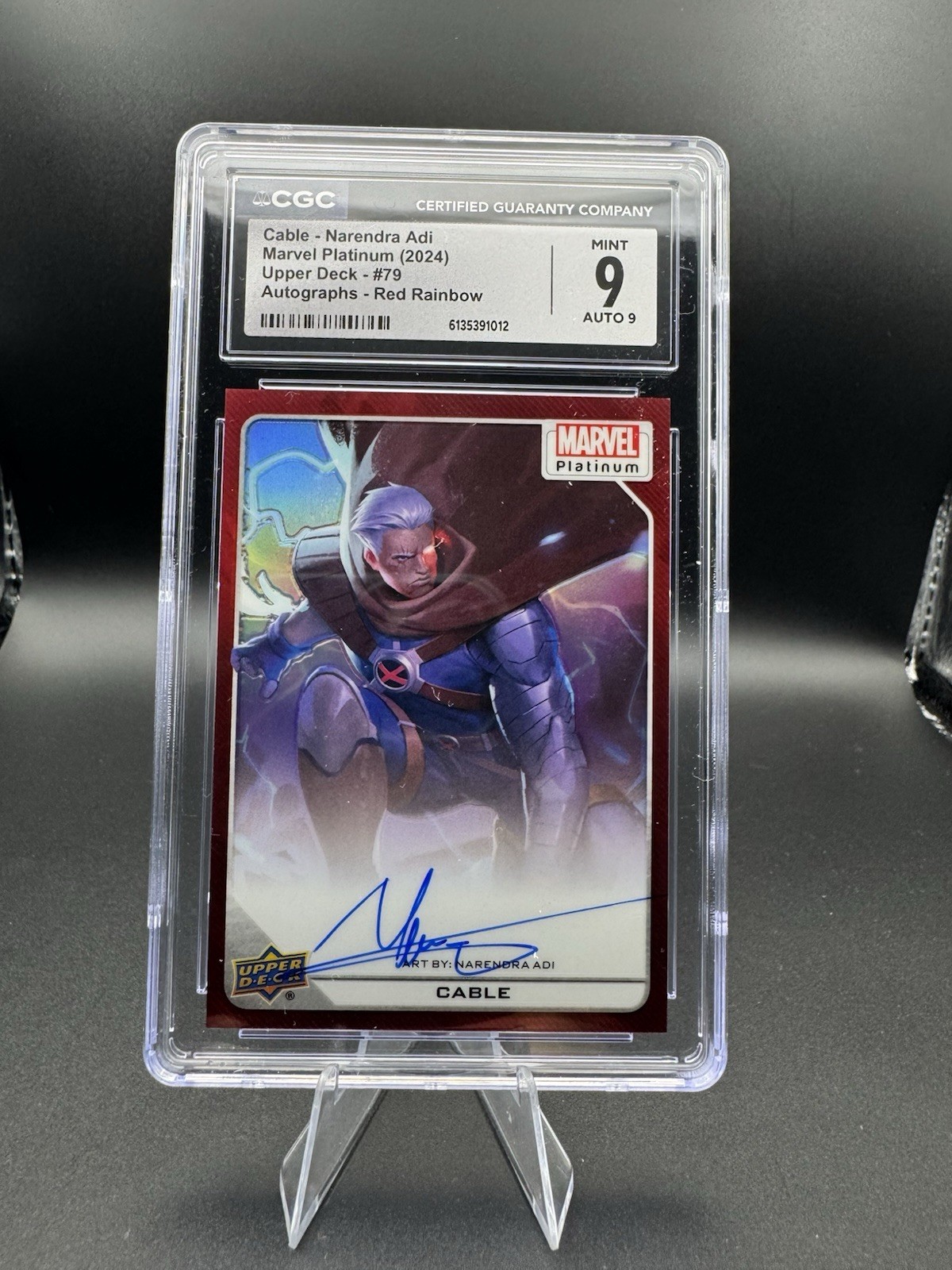 2023 Marvel Platinum #79 CABLE Artist Auto NARENDRA ADI Red Rainbow CGC 9 Auto 9