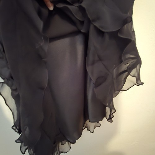 Vtg Bari Jay Y2K 90s Silk Dress Women 12 Asymmetric Hem Sheer Whimsigoth Grunge - Picture 7 of 14