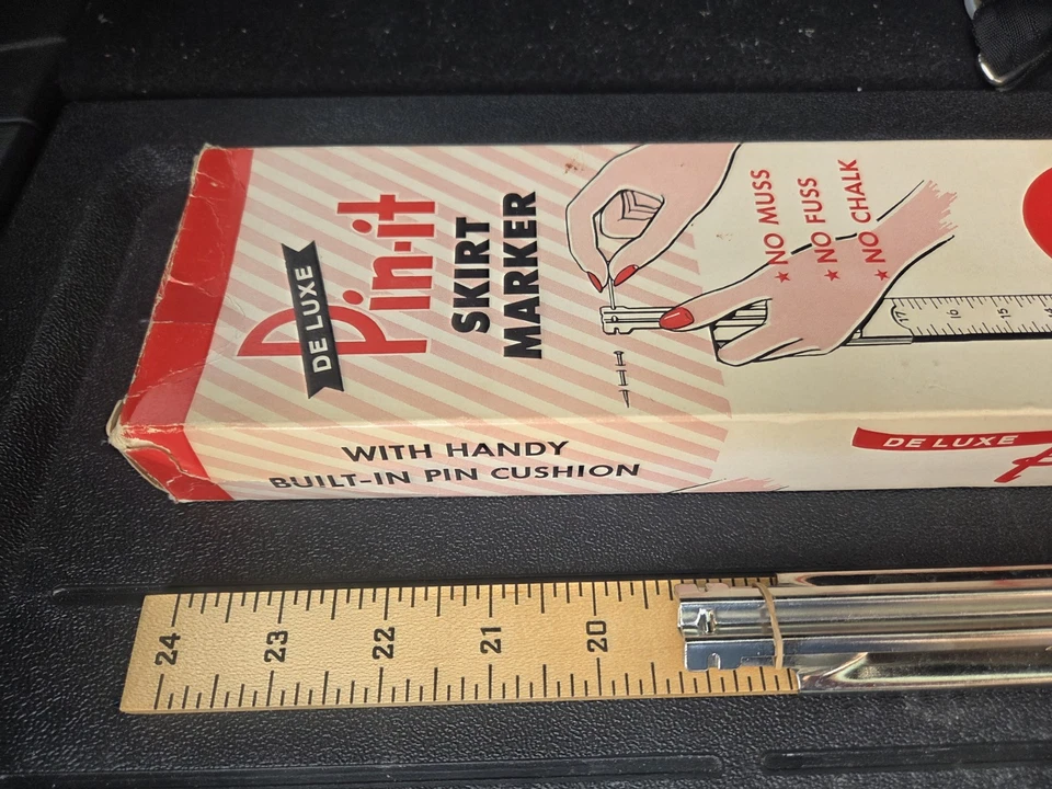 Vintage Orco De Luxe PIN-IT Skirt Marker Hem Ruler Pin Cushion Made in USA W Box - Image 2 of 4