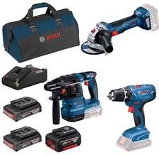 Bosch 18 Volt Profi-Set 3 Akkus 2-4 Ah GSR 18 V-25 GWS 18V-8 GBH 18 V-22
