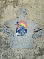 Disney Stitch Zip-Up Hoodie Gray Size M Ohana Means Family Sweatshirt