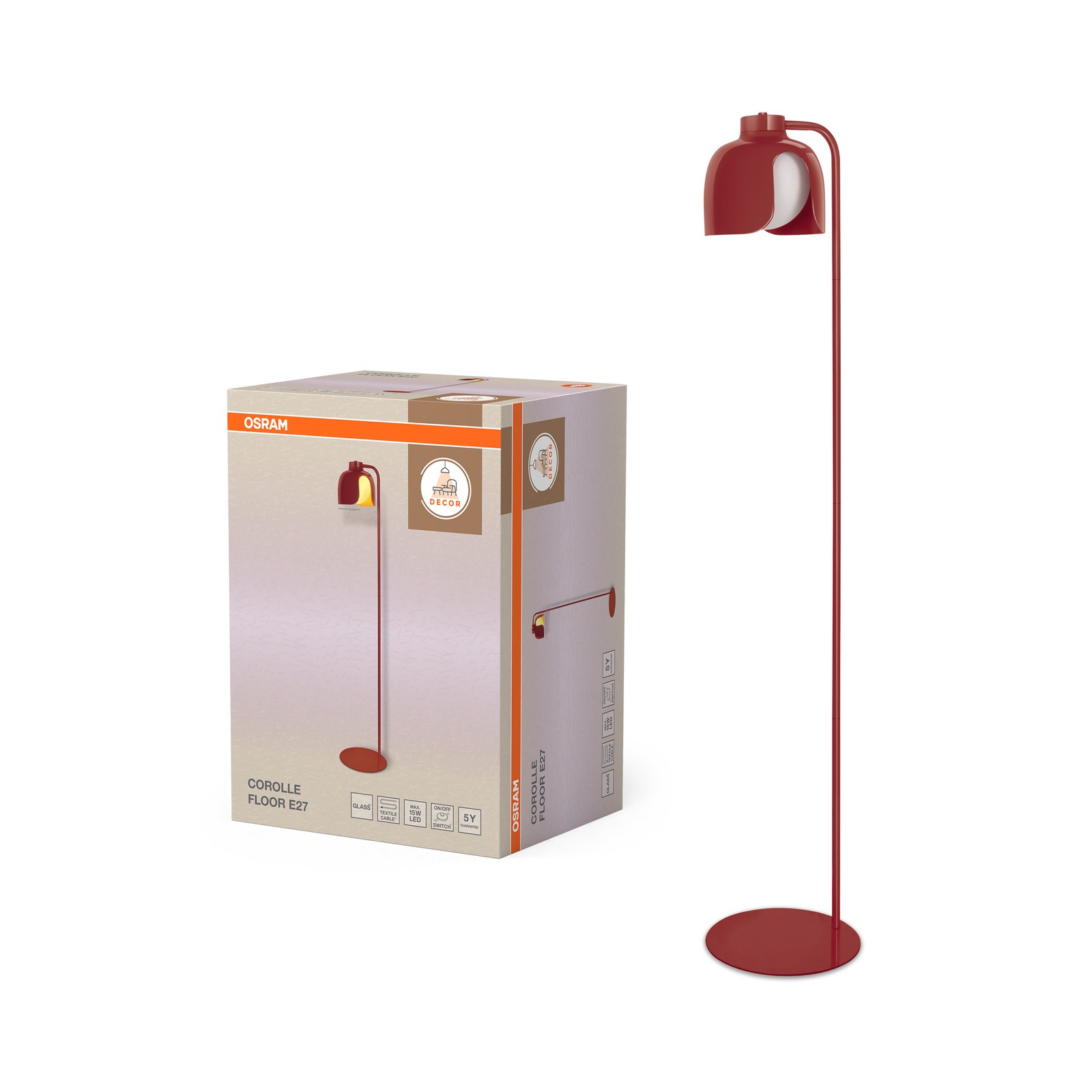 Lampada da terra OSRAM DECOR Corolle in vetro rosso foto 4