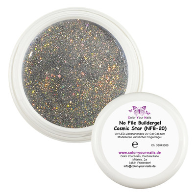 GLITTER No File Buildergel Cosmic Star (NFB-20) Aufbaugel mit holo Glitzer