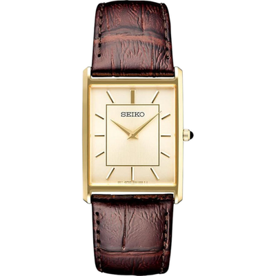 SEIKO 腕時計 セイコー エッセンシャルズ　SWR064 ブラウン Seiko SWR064 Essentials Mens Quartz Rectangular Brown Leather