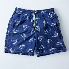 Old Navy Swim Trunks Mens Large Blue Marlin Fish Print Elastic Waist Board Short