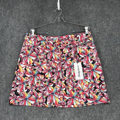 NEW Daily Sport Kacie Wind Skort Tropical Print Women s 12 Flat Zip Front Golf