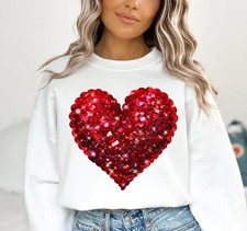Red Glitter Heart Valentine Sweatshirt