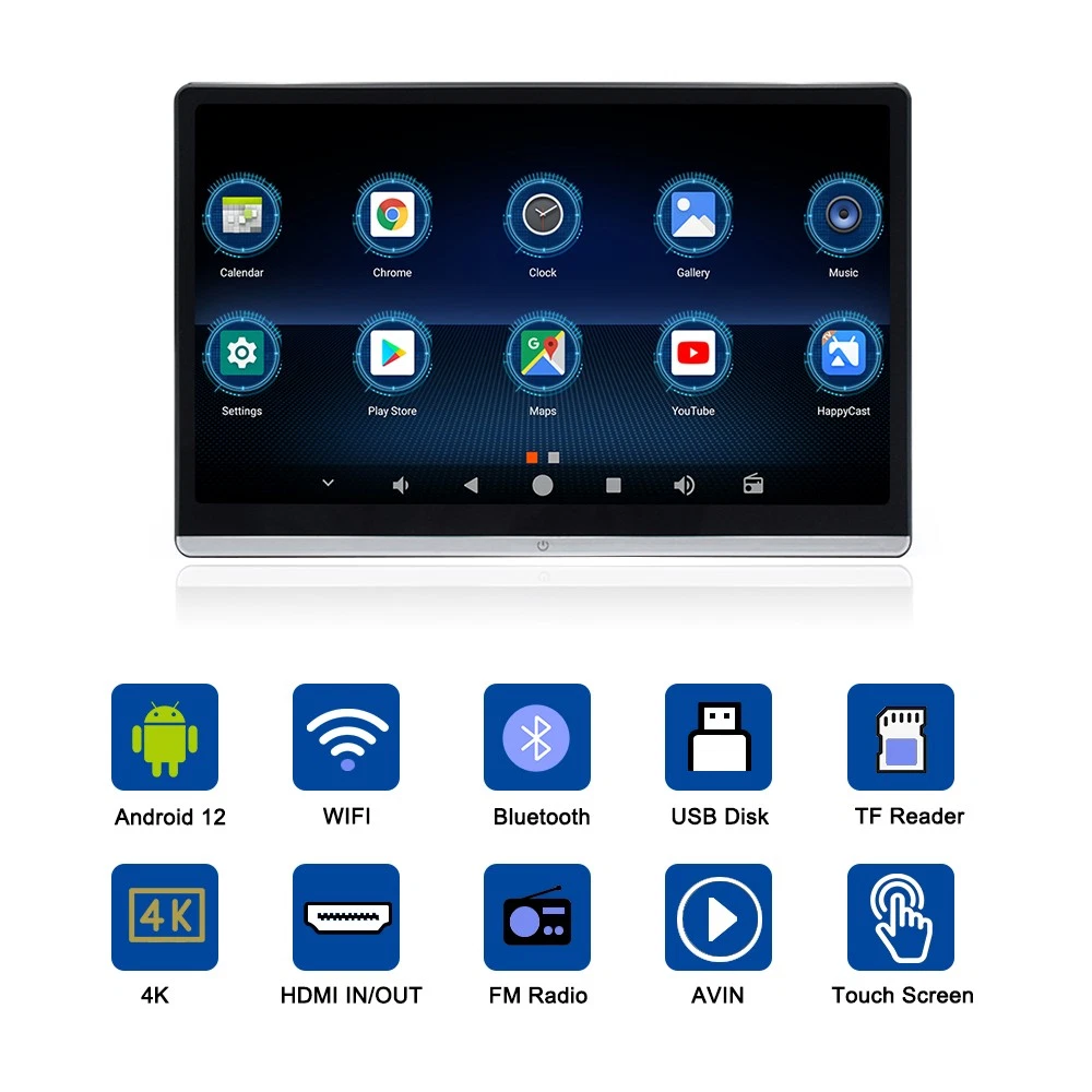 Android Car Rotate Universal Headrest for Rear Seat 14"IPS Touchscreen 4K HD32GB - Picture 2 of 14