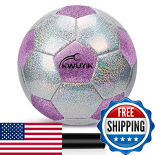 OKWUYiK Soccer Ball Size 4 Glitter Pink Silver Spliced with Pump Toddler Socce