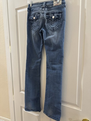 True Religion Boot Cut Jeans sz 26 World Tour Denim Zip Flap Pockets - Picture 2 of 4