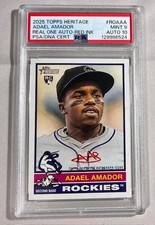 2025 Topps Heritage - Real One Auto Red Ink Adael Amador /76 PSA 9 Auto 10