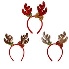 3PCS Christmas Decorations Glitter Antlers Buckle with Bells Headband Hair