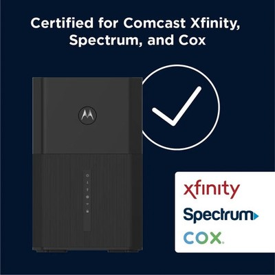 Motorola MG8725 WiFi 6 Router + Multi-Gig Cable Modem | 2-in-1 Device | Black 