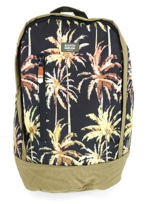 SCOTCH SHRUNK Ams Couture Herren Rucksack OS grün Palmenmuster verstellbare Träger *