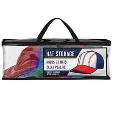 Houseables Baseball Cap Storage Bag, Hat Organizer 6"X4"X1", Black  Clear