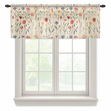 Futuregrace Retro Small Floral Sheer Valance Curtains for Kitchen Living Room...