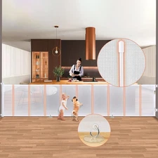Retractable Baby Gate Extra Wide 150" × 34" Tall Mesh Safety #R025
