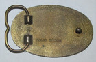 Vintage Solid Brass Masonic Symbol Belt Buckle Blue White Fire Orange Glass — photo 2