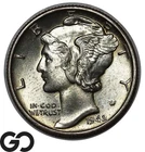 1942 Mercury Dime, Full Split Bands, Gem BU++ FSB