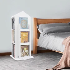 3-Tier Rotating Bookshelf, Kid Spinning Bookshelf, 360° Display Storage Bookcase