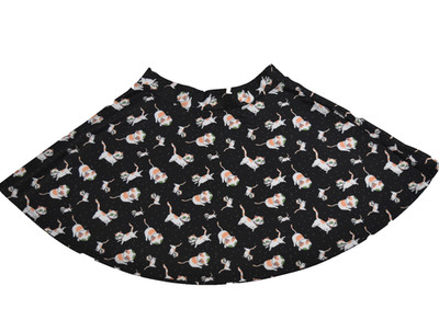 Rick & Morty Space Void Cats Skater Skirt Women's Size XL Black Grunge