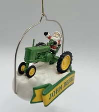 Santa On A John Deere Tractor Ornament