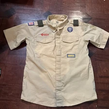 Boy Scouts of America Shirt Youth Large Patches Uniform BSA