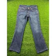 WRANGLER WOMEN'S Jeans 5x30 Blue Denim Green Stitching Bootcut Low Rise Western