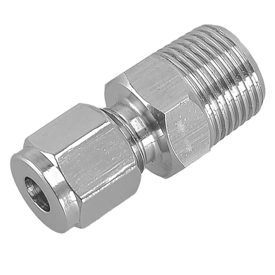 1x Compression Tube Pipe Fitting Male Connector NPT1/4" Universal Get - Immagine 2 di 4