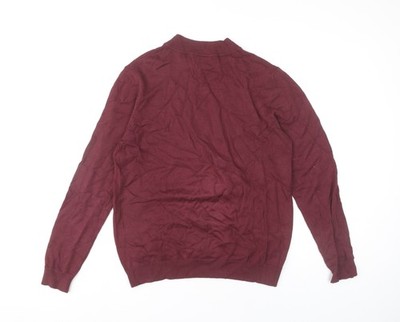 Pull&Bear Herren Pullover rot M Stehkragen eng gestrickt Viskose Nylon