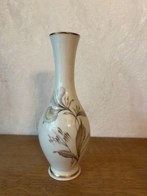 Schumann Arzberg Bavaria Porzellan Vase Vintage Blumendekor Goldrand