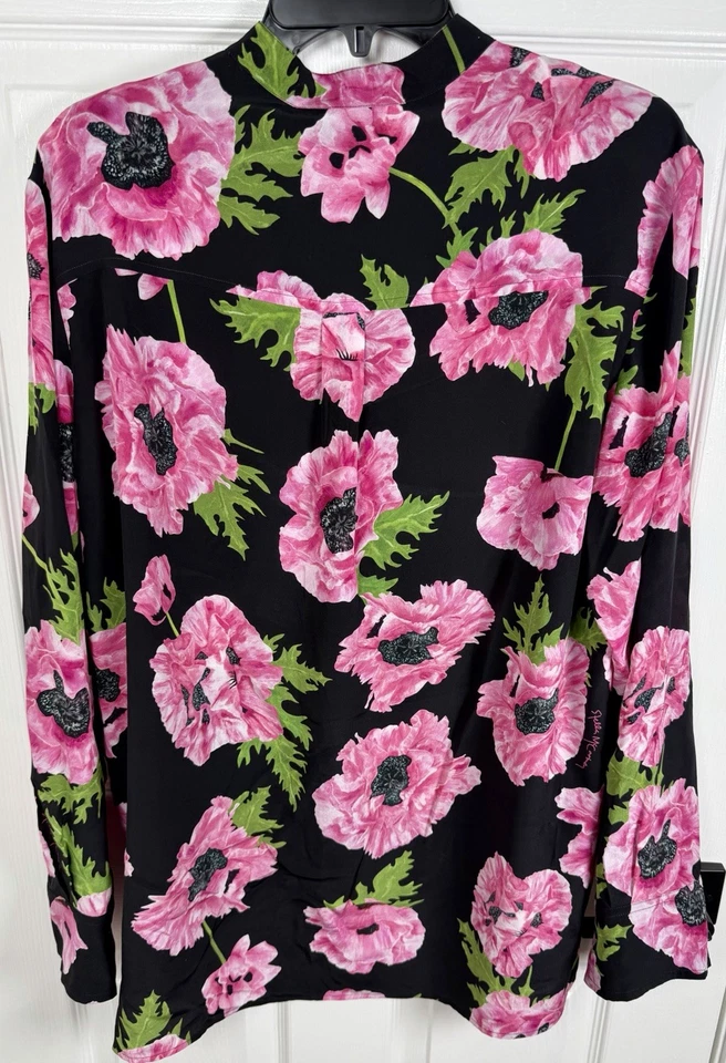 Camisa STELLA MCCARTNEY Amapola Estampado Floral 100% Seda Abotonada Talla IT 48 NUEVA CON ETIQUETAS $1225 Foto 2 de 4