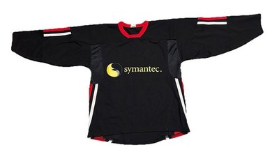 Black Hockey Jersey Mens M Computer Web AI Symantec Antivirus Promo Canada Made