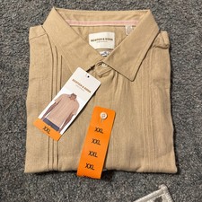 Scotch  soda Men's Short Sleeve Woven Shirt Tan Size XXL