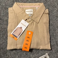 Scotch & soda Men's Short Sleeve Woven Shirt Tan Size XXL