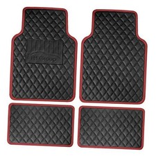 Universal Fit Diamond Pattern Faux Leather Automotive Floor Mats fits BURGUNDY