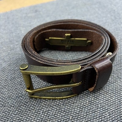 Vintage Diesel Mens Brown Leather Belt 40'' Made in Italy Metal Buckle